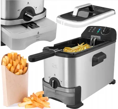 Produktbild von KALORIK TKG FT 1012 F KTO, Fritteuse, 3 l, Einzelbild, Schwarz, Edelstahl, Drehregler, Eigenständig