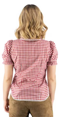 Produktbild von Trachtenbluse Carmenbluse für trachten lederhosen bluse kariert, Farbe:Rot, Größe:44/2XL