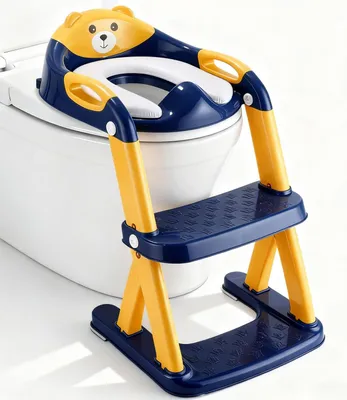 Image de Siège de toilette pour enfants - 2 en 1 - Réglable en hauteur - Pliable - Marchepied antidérapant - Siège rembourré - Toilettes pour enfants