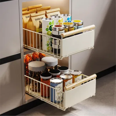 Produktbild von Auszieh Schublade Küchenorganizer Badschublade - 53 x 30 x 16 cm - Kohlenstoffstahl - 2 Stück