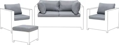 Produktbild von BELIANI Set Kissenbezüge für Loungeset Grau Polyester 4-Sitzer Gartenset Sitz- und Rückenkissenbezüge Gartenmöbel Gartensessel Gartensofa