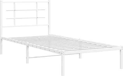 Produktbild von Bettgestell mit Kopfteil Metall Weiß 90x200 cm