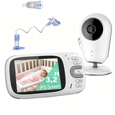 Produktbild von Babyphone mit Kamera Baby Monitor Wireless ohne WLAN Babyfone mit 3.2“Bildschirm 2 Wege Audio VOX Nachtsicht Gegensprechfunktion mit Halterung