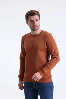 Produktbild von Sweatshirt Royyen 966 Rundhals Print Herren – BRAUN / M