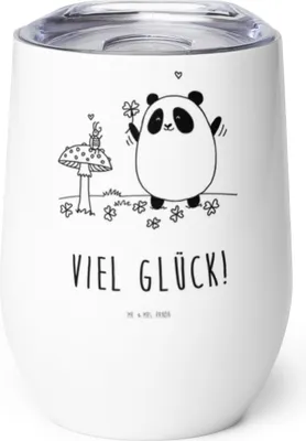 Produktbild von Mr. & Mrs. Panda Thermo Becher Panda Glück - Weiß - Geschenk, Thermobecher, kaffee tasse, thermosbecher, Reisebecher, edelstahl