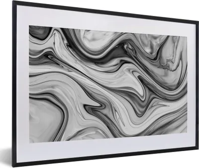 Produktbild von MuchoWow® Gerahmtes Poster Marmor - Muster - Grau - Marmoroptik - Schwarz 60x40 cm - Poster mit Schwarzem Bilderrahmen Wandposter Rahmen Foto Bilder - Schlafzimmer - Plakat in Rahmen - Drucken