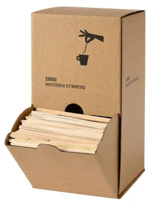 Produktbild von 12000x DUNI Holzrührstäbchen in Spenderbox 11 cm Natürlich