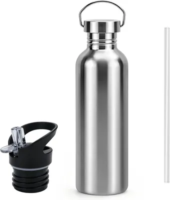 Imagen del producto de Botella de acero inoxidable, de 1 litro, de pared sencilla, ideal para el uso diario