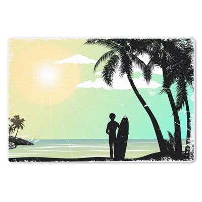 Produktbild von MuchoWow® Mauspad Mousepad Strand - Palme - Sonne - Surfbrett 27x18 cm - Mousepads - Maus Mat - Pad - Mausunterlage - Büroartikel - Desk Matten