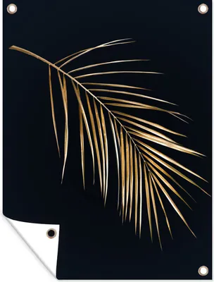 Produktbild von MuchoWow® 30x40 cm Outdoor-Poster Gartendeko Sichtschutz Garten Poster für den Garten  Pflanzen - Gold - Schwarz - Blätter - Luxus