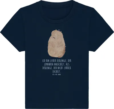 Produktbild von Mr. & Mrs. Panda Babyshirt Murmeltier 6. - 12. Monat - French Navy - Geschenk, Lustige Sprüche, Fröhlichkeit, Anstand,  T-Shirt, Kinder Oberteil, Baby Jerseyshirt