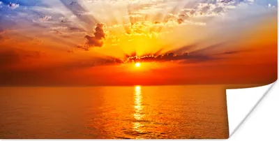 Produktbild von MuchoWow® Poster Sonnenuntergang - Meer - Himmel - Orange - Horizont - Wasser 120x60 cm - Bild