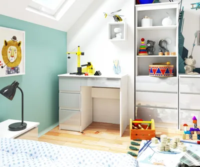 Obrázok produktu pre Stôl 90 cm so 4 zásuvkami, počítačový stôl, pracovný stôl do kancelárie a pre deti
