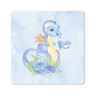 Produktbild von MuchoWow® Mauspad Mousepad Dinosaurier - Blau - Kinderzimmer - Jungen - Mädchen - Kinder 30x30 cm - Mousepads - Maus Mat - Pad - Mausunterlage - Gaming