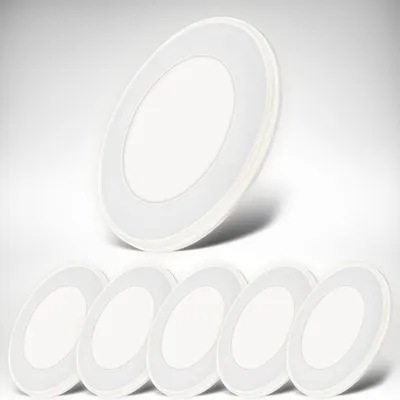 Produktbild von Einbaustrahler 68mm 6er Set - 230V, 4,9W, 425ml, LED, Nachtlichtring, warmweiß, weiß
