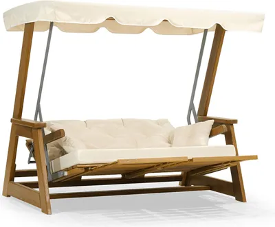 Produktbild von Hellbraune Gartenschaukel Moderne Outdoor-Schaukel Exklusive Holz Möbel