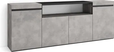 Produktbild von Sideboard, Highboard, 200x35x75cm, 4 Türen, Wohnzimmer, Küche, Zementgrau