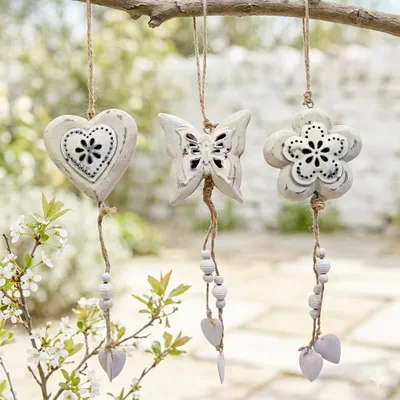 Immagine prodotto di Appendino cuore, fiore farfalla set di 3 circa 30 cm - Decorazione