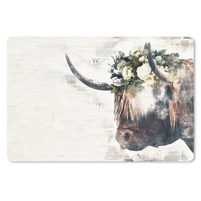 Produktbild von MuchoWow® Mauspad Mousepad Schottische Highlander - Kühe - Blumen 27x18 cm - Mousepads - Maus Mat - Pad - Mausunterlage - Büroartikel - Desk Matten