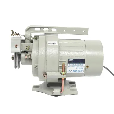 A gray industrial sewing machine motor with a pulley and handle, shown against a white background.