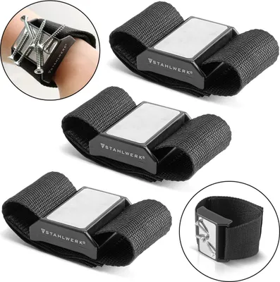 Produktbild von STAHLWERK Magnetarmband für Schrauben und magnetische Kleinteile 3er Set