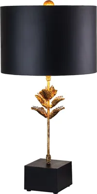 Produktbild von Tischleuchte Metall 75,7 cm hoch in Gold Antik Schwarz Modern Nachttischlampe