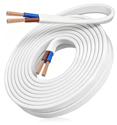 Flachkabel H03VVH2-F 2x0,75 mm², 10 m, weiß, für Innen