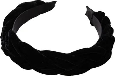 Produktbild von Koreanischer Stil rutschfest geknotetes Damen-Stirnband, einfarbig, breit, erhöhter Schwamm-Haarreif, Haar-Accessoires, Schwarz