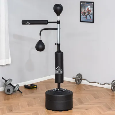 Produktbild von Sweiko 4-in-1 Boxsack freistehend 160-230 cm höhenverstellbar Standboxsack mit 2 Speedbälle, 360° Reflexstange Punchingball Set Kickboxsack für Erwachsene Jugendliche MMA Box Training