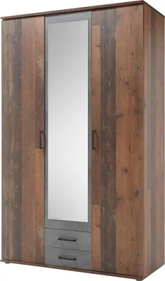 Produktbild von Kleiderschrank Drehtürenschrank - 120 cm mit Spiegeltür - Old Style Mix - CHICAGO - Die Möbelfundgrube