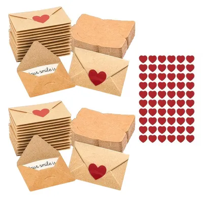 Produktbild von 30/60 Mini-Liebesbotschaften mit Umschlägen, DIY-Liebeskarten mit Herzaufklebern, romantisches Geschenk zum Valentinstag für Freund/Freundin und Paare