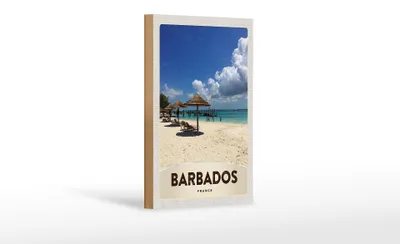 Produktbild von Holzschild Reise 12x18 cm Barbados Insel Frankreich Meer Strand