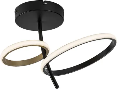 Immagine prodotto di Lampada da soffitto moderna per soggiorno camera da letto nero e oro due anelli LED 24W EMILION Rabalux