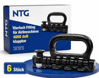 Produktbild von Endbeschlag Airlineschiene Endfitting 6 Stück Set Quattro-Stud 4000daN klappbar