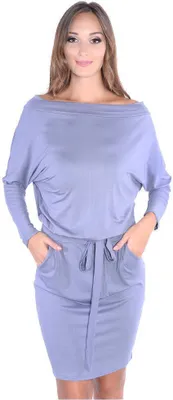 Produktbild von Kleid Knielang mit Bindegürtel Langarm; Grau 2XL/3XL