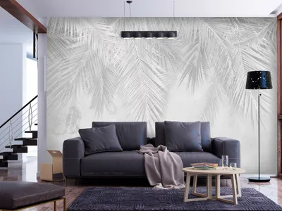 Produktbild von Vlies Fototapete tropische Blätter 300x210 cm Tapeten Wandtapete XXL Palmenblätter Palmen Dschungel weiß b-C-0741-a-a