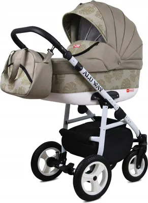 Produktbild von BabyLux® Alu Way | 2in1 Kinderwagen Set | Khaki Monstera Leaves | Kombikinderwagen | Kinderwagenset | Buggy + Babywanne