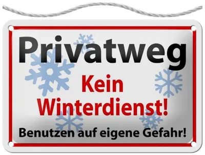 Hinweisschild Metall 30x20 cm Privatweg – Kein Winterdienst