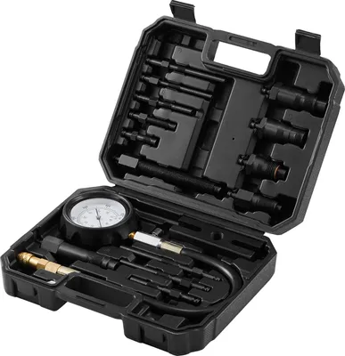 Image de SucceBuy Testeur de compression pour moteurs diesel, kit d'outils de test de pression de cylindre 18 pièces, manomètre 0-1000 PSI avec adaptateurs, testeur d'injecteur diesel pour camions, tracteurs, appareils