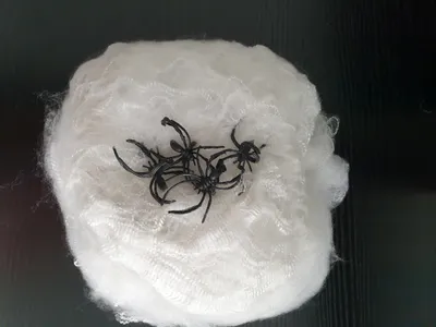 Produktbild von Fu60501 weiß Spinnweben mit vier kleinen Spinnen