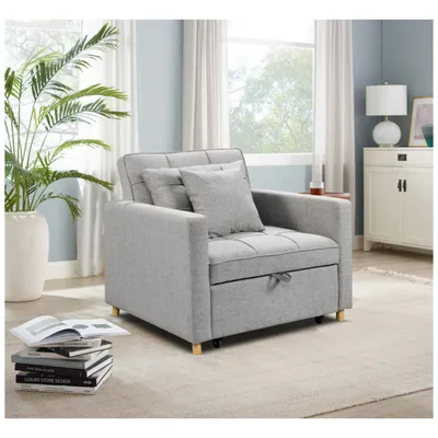Produktbild von Happy Home Schlafsessel Sofabett inkl. Kissen, ca. 101 cm x 95 cm x 88 cm - Hellgrau