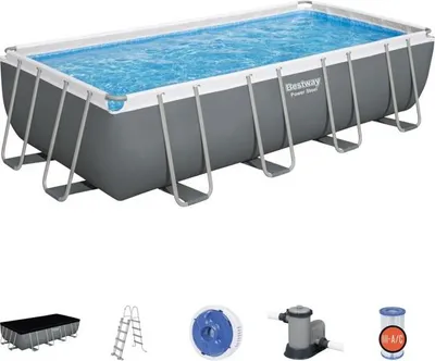 Produktbild von Bestway Power Steel Frame Pool 549x274x122 cm, 5678 L/H Filterpumpe, Leiter, Abdeckplane