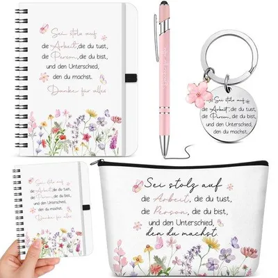 Produktbild von Mini Notitiebuch für Damen - Make-up-Taschen und rosa Kugelschreiber - Praktisches Geschenk