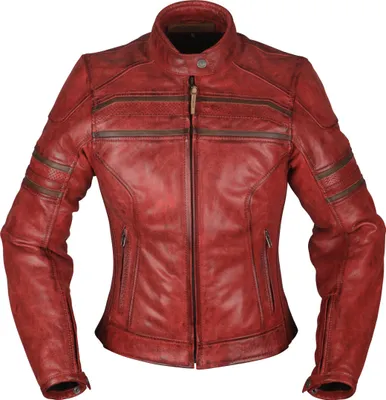 Image de Veste de cuir Modeka Iona Damen Motorrad Lederjacke, rot, 38