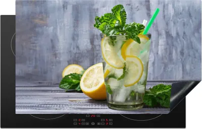 Produktbild von KitchenYeah© Herdabdeckplatte Cocktail - Früchte - Kräuter , 85x52cm, Küche Deko, Glaskeramikkochfeld Herdabdeckung, Abdeckplatte fùr Kochfeld