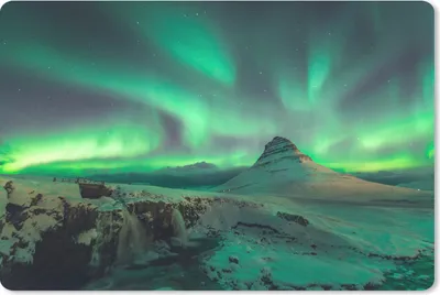Produktbild von MuchoWow® Schreibtischunterlage Nordlichter - Berge - Norwegen 60x40 cm - XXL Mauspad - Großes Mauspad