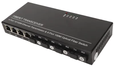 Zdjęcie produktu dla Przełącznik światłowodowy SFP, 8 portów, 10/100 Mb/s, samodostosowujący się, z diodami LED, przełącznik optyczny Ethernet typu „plug and play” do sieci, zasilanie 100–240 V, wtyczka UE