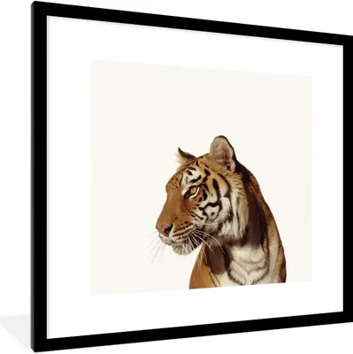 Produktbild von MuchoWow® Gerahmtes Poster Tiger - Tier - Porträt 40x40 cm - Poster mit Schwarzem Bilderrahmen Wandposter Rahmen Foto Bilder - Poster - Plakat im Rahmen