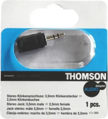 Image de Adaptateur jack stéréo 2,5mm femelle vers 3,5mm mâle