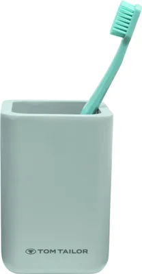 Produktbild von TOM TAILOR Zahnbürstenhalter für Zahnbürste und Zahnpasta, Grün | Zahnputzbecher, Badezimmer Organizer, Zahnbürsten Halter, Zahnbürsten Aufbewahrung, aus Polyresin, 7 x 10,3 x 7 cm